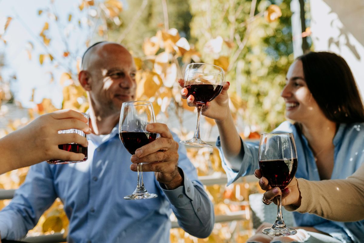 people joining a wine tasting session